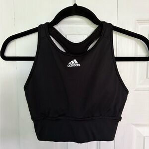 Adidas Women's Ribbed Black Racerback Sports Bra